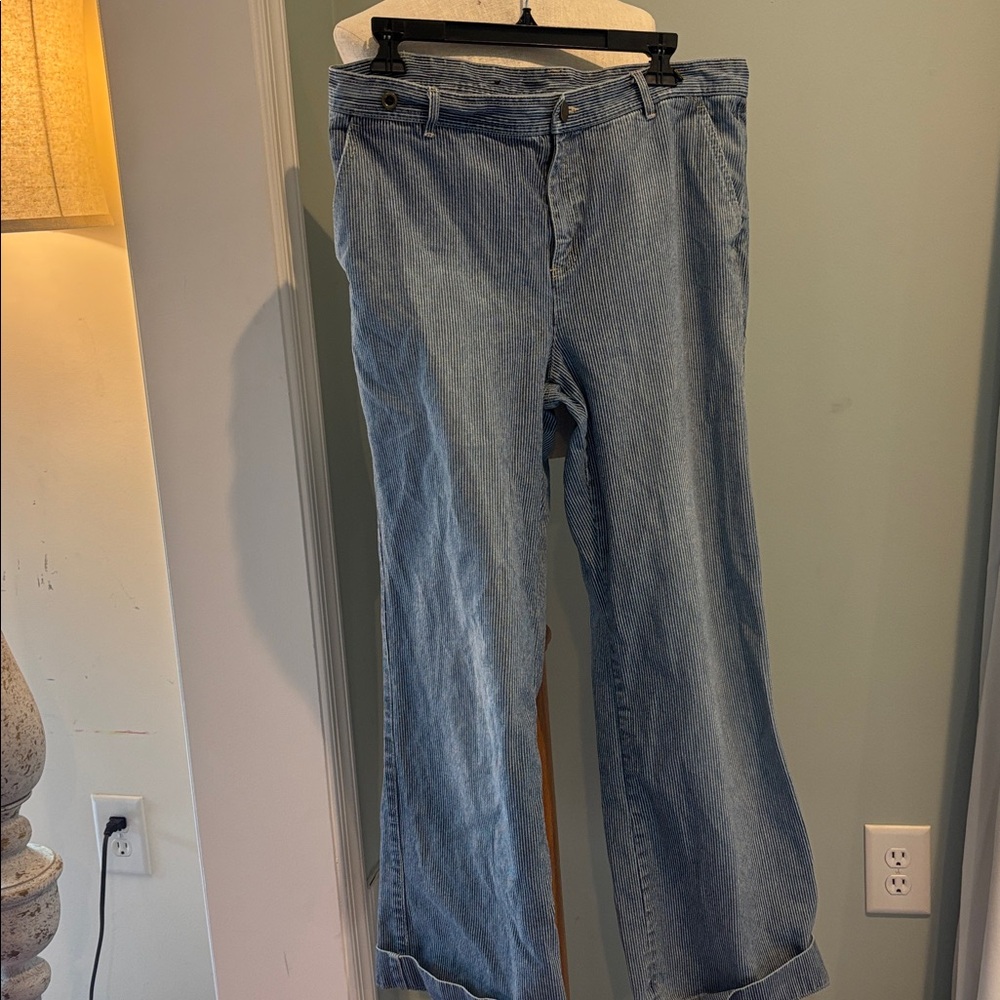 Wide Leg lauren jeans Ralph Lauren Sailor Jeans blue stripe 12 cuffed vintage